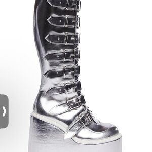 Dolls Kill Platform Silver Boots - Size US 7